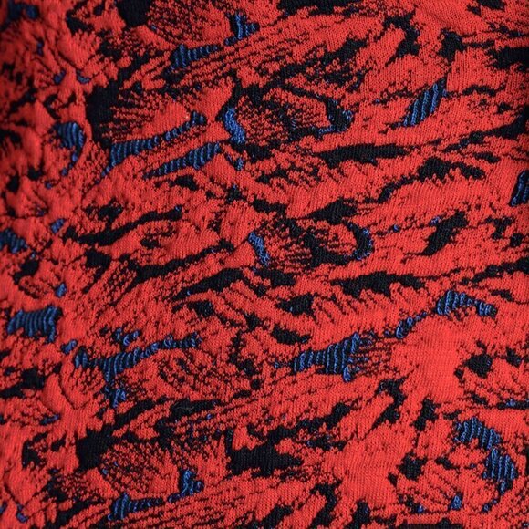 Free People Sunset Mini Dress L NWT Red Multi Print Puff Sleeve Bodycon Stretch - Picture 6 of 11